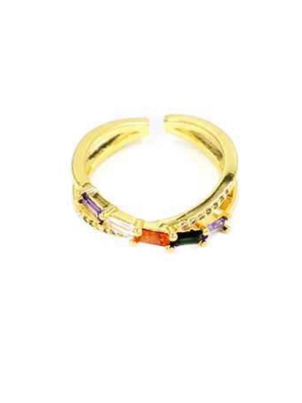 Gold Multi-Stone Open Band Ring - Women Jewelry